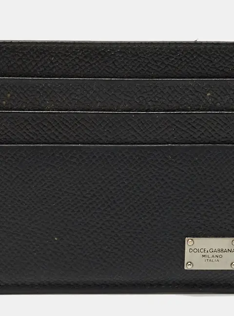 Dolce & Gabbana Black Leather Logo Card Holder
