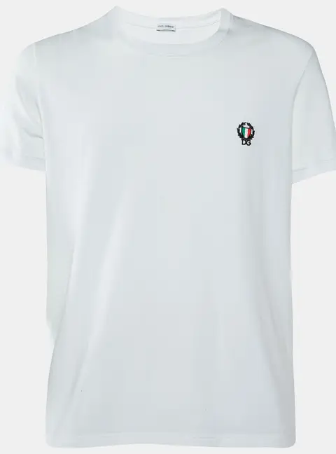 Dolce & Gabbana Underwear White Cotton Logo Embroidered T-Shirt L