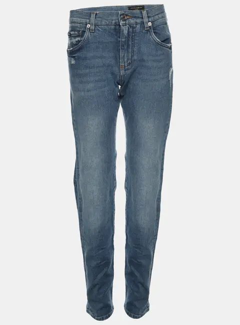 Dolce and Gabbana Faded Blue Denim "New Vintage Denim" Skinny Ripped Jeans XS