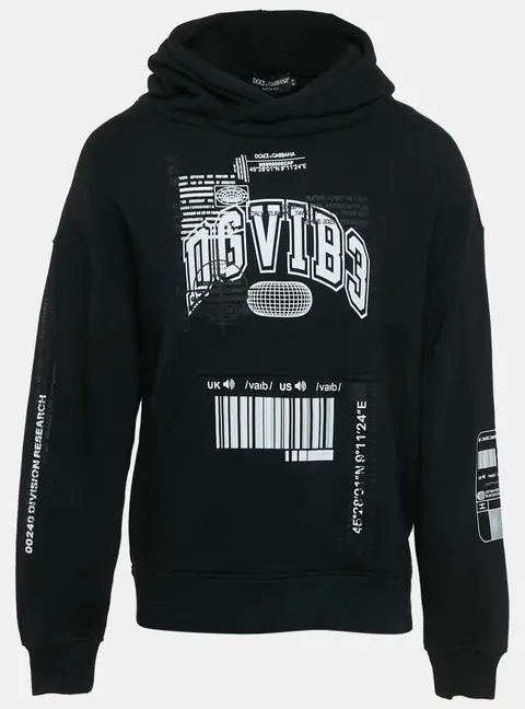 Dolce & Gabbana Black DGVIBE3 Print Cotton Knit Hoodie XS