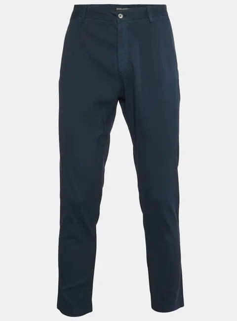 Dolce & Gabbana Blue Striped Pattern Cotton Pants L