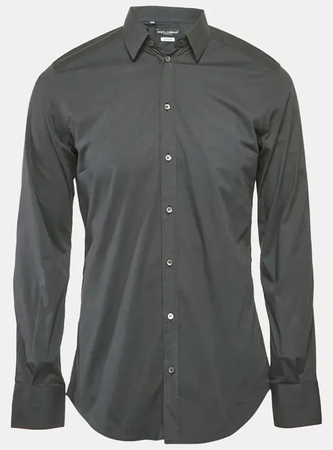 Dolce & Gabbana Midnight Blue Cotton Gold Fit Shirt M