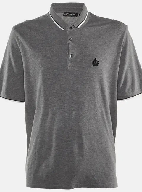 Dolce & Gabbana Grey Cotton Polo T-Shirt 5XL