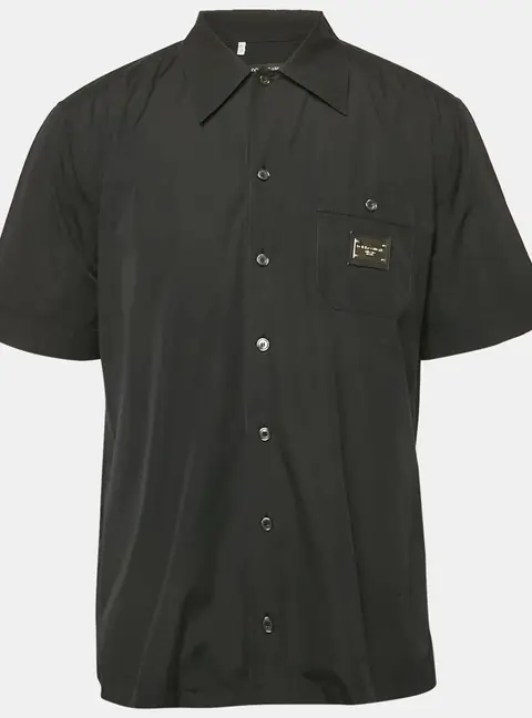 Dolce & Gabbana Black Cotton Short Sleeve Shirt M