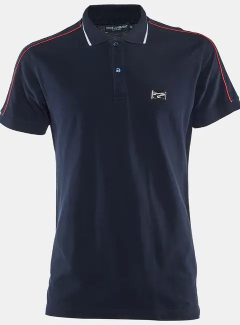 Dolce & Gabbana Gym Collection Navy Blue Cotton Knit Polo T-Shirt XL