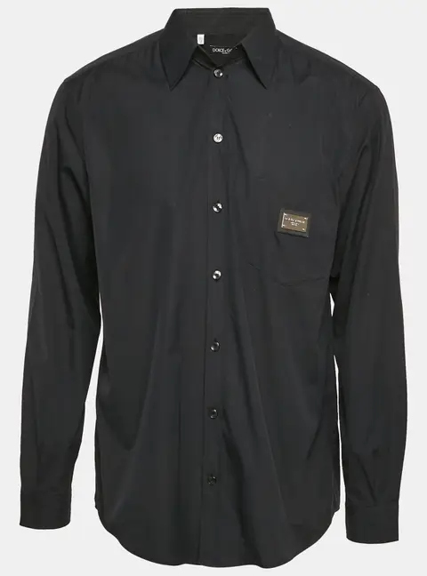 Dolce & Gabbana Black Cotton Long Sleeve Shirt L