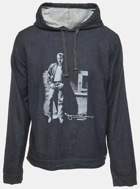 Dolce & Gabbana Blue James Dean Print Cotton Hooded Sweater 4XL