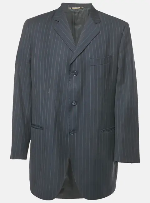 Dolce & Gabbana Navy Blue Striped Single Breasted Blazer XXXL