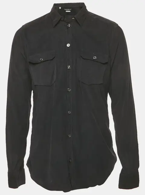 Dolce & Gabbana Black Corduroy Silica Shirt XL
