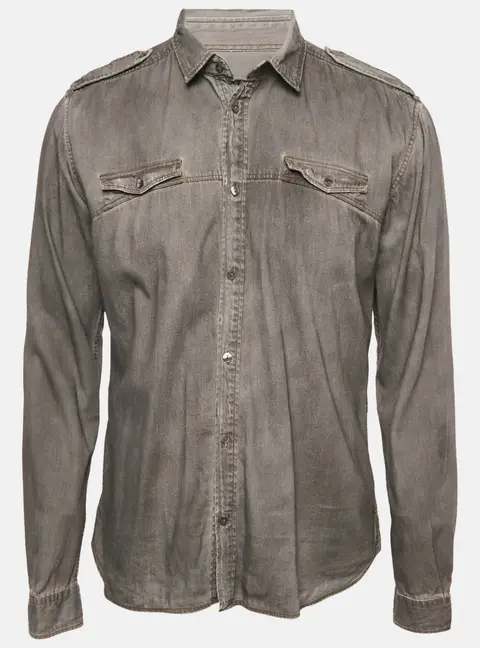 Dolce & Gabbana Grey Faded Denim Long Sleeve Shirt XL