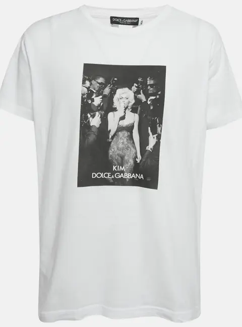 Dolce & Gabbana x Kim White Printed Jersey T-Shirt XL