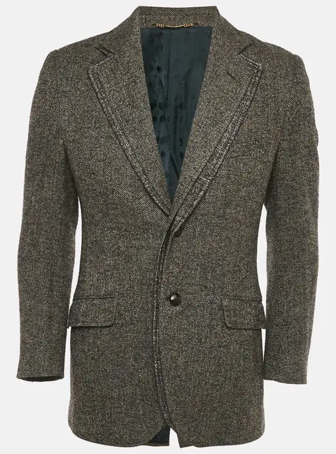 Dolce & Gabbana Brown Patterned Wool Single Breasted Blazer S