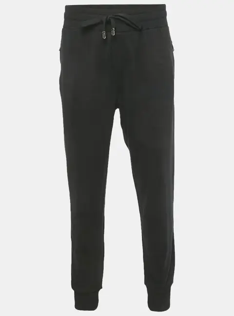 Dolce & Gabbana Black Cotton Logo Plaque Sweatpants 4XL