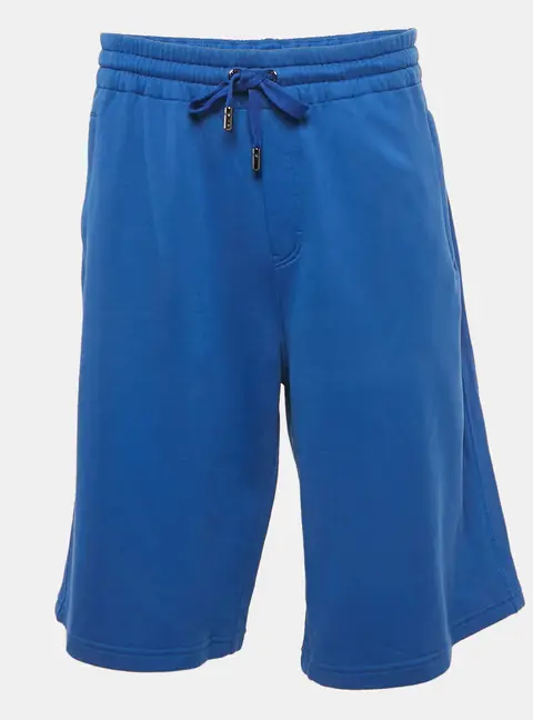 Dolce & Gabbana Blue Cotton Logo Embroidered Shorts XL