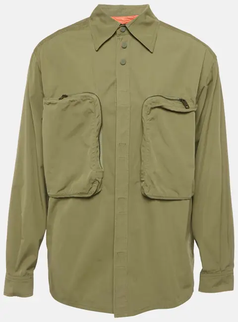 Dolce & Gabbana Military Green Cotton Pocket Detail Oversized Shirt M