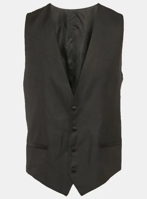 Dolce & Gabbana Black Patterned Wool Waistcoat XL