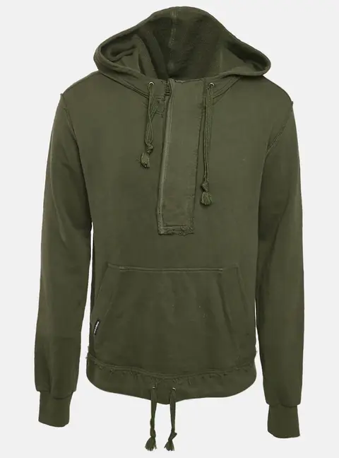 Dolce & Gabbana Green Cotton Knit Distressed Hoodie S