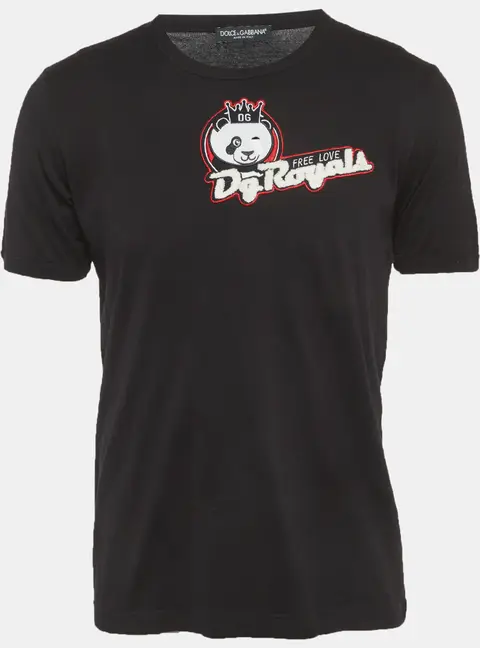 Dolce & Gabbana Black Applique Jersey T-Shirt XL