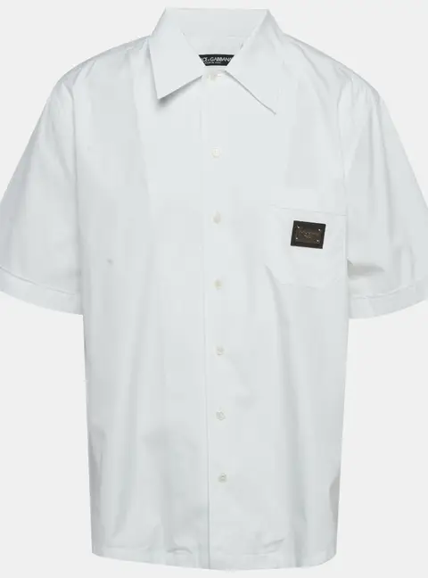 Dolce & Gabbana White Cotton Short Sleeve Shirt 3XL