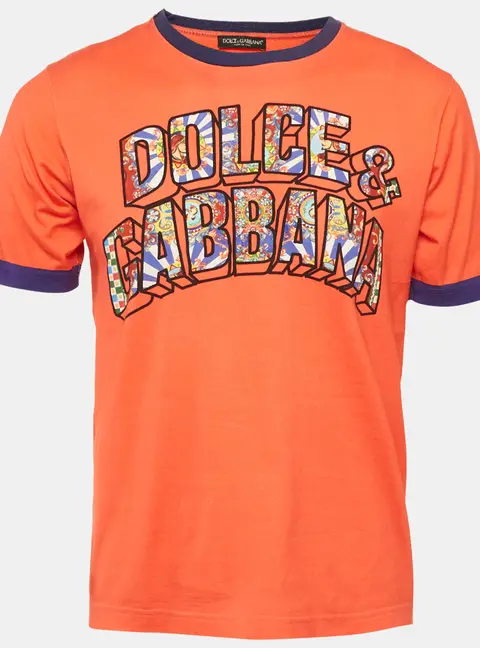 Dolce & Gabbana Red/Blue Jersey Crociata T-Shirt S