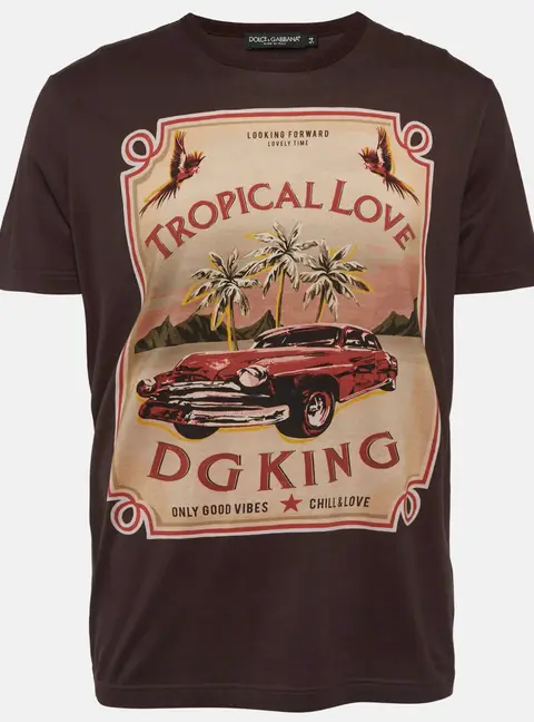 Dolce & Gabbana Burgundy Printed Jersey T-Shirt XXL