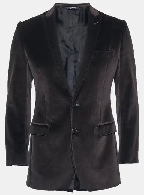 Dolce & Gabbana Brown Velvet Regular Fit Blazer S