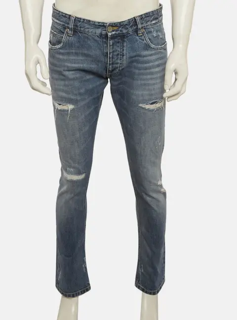Dolce & Gabbana Blue Denim Distressed Jeans M/Waist 33"