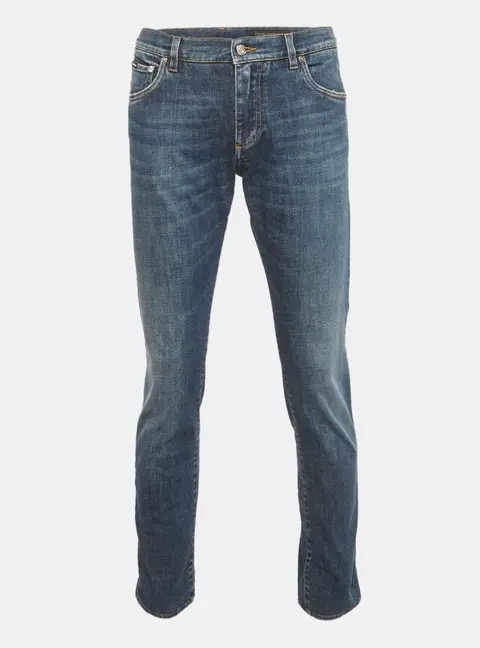 Dolce & Gabbana Blue Faded Denim Slim Fit Jeans L/Waist 34"