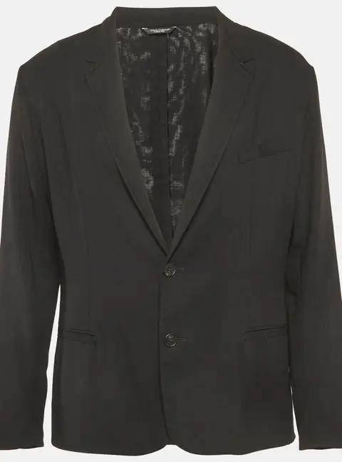 Dolce & Gabbana Black Wool Lightweight Blazer XXL