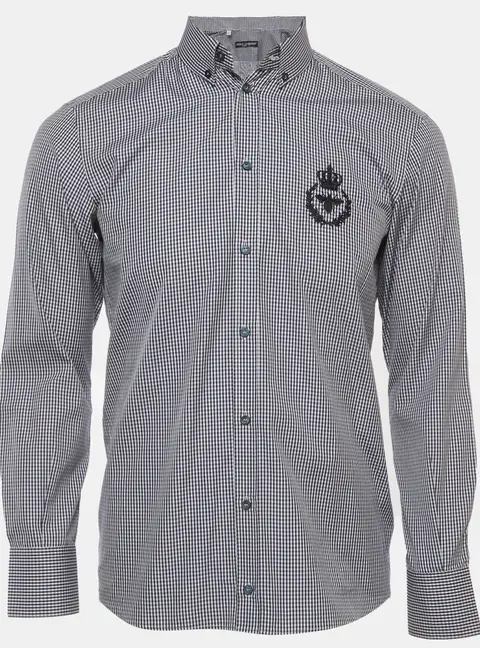 Dolce & Gabbana Blue Gingham Cotton Shirt S