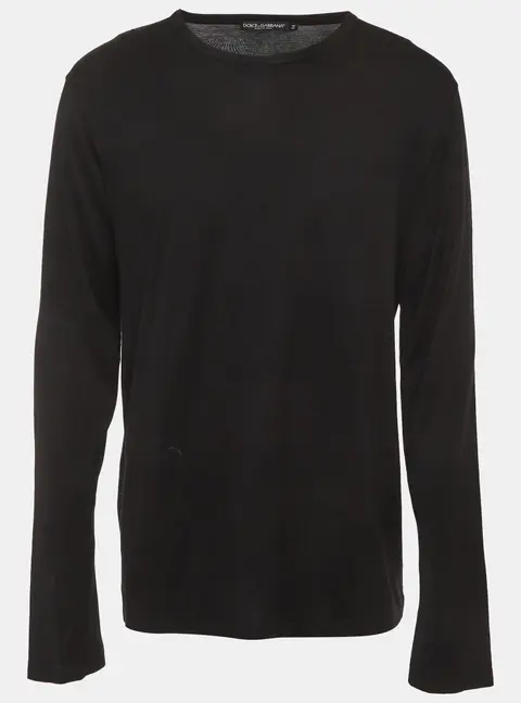 Dolce & Gabbana Black Rib Knit Long Sleeve Shirt XXL