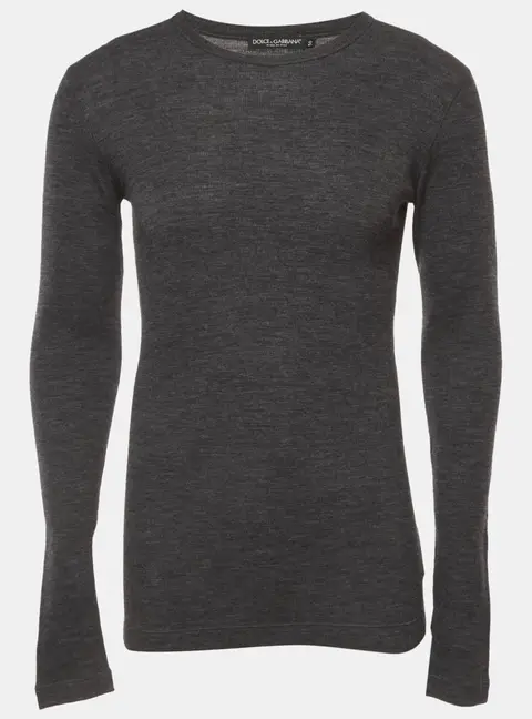 Dolce & Gabbana Grey Cotton Knit Crewneck Sweater L
