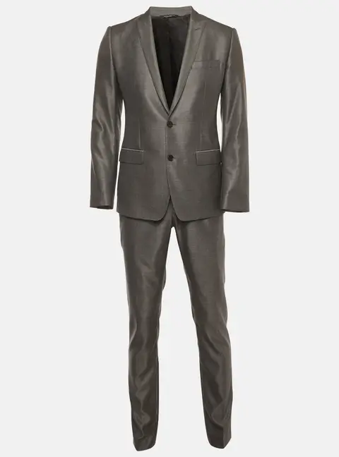 Dolce & Gabbana Grey Wool Blend Single Breasted Blazer and Pant Suit S