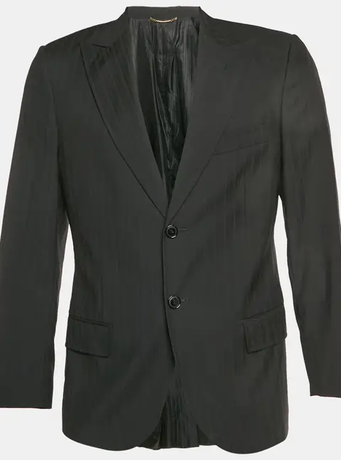 Dolce & Gabbana Black Striped Wool Single Breasted Blazer S