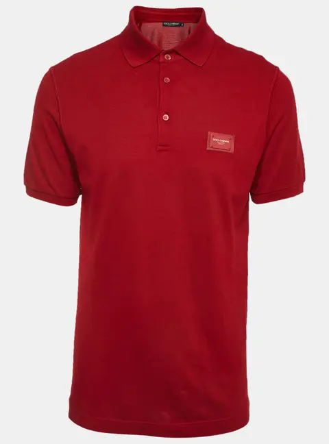 Dolce & Gabbana Burgundy Cotton Pique Polo T-Shirt L