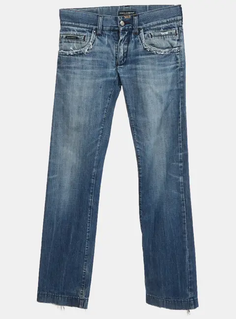 Dolce & Gabbana Blue Distressed Denim Slim Fit Jeans M/Waist 32"