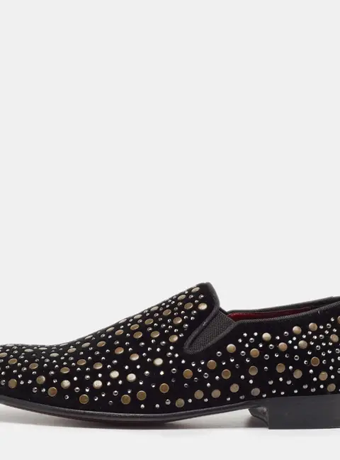 Dolce & Gabbana Black Suede Embellished Slip On Loafers Size 41