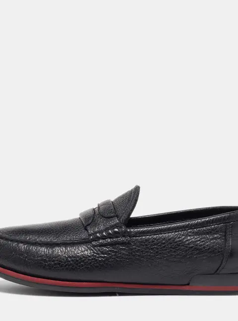 Dolce & Gabbana Black Leather Slip On Loafers Size 40