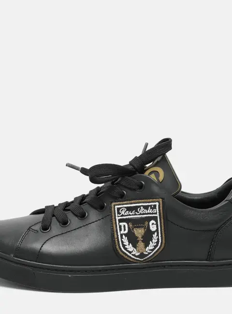 Dolce & Gabbana Black Leather Portofino Low Top Sneakers Size 39.5