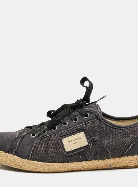 Dolce & Gabbana Navy Blue Canvas Lace Up Espadrille Size 41.5