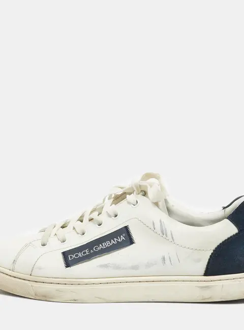 Dolce & Gabbana Navy Blue/White Suede and Leather Low Top Sneakers Size 41