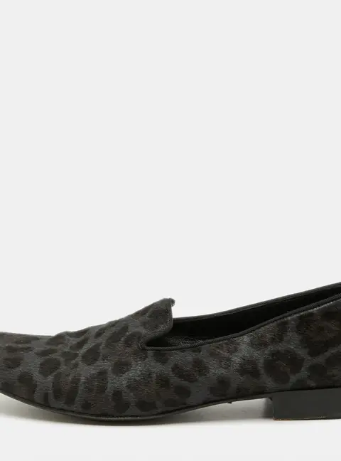 Dolce & Gabbana Grey Animal Print Calf Hair Smoking Slippers Size 41