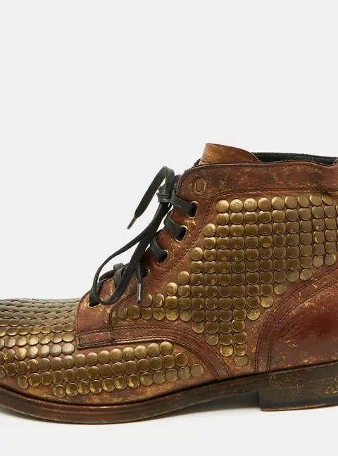 Dolce & Gabbana Brown Leather Runway Studs Cortina Ankle Boots Size&nbsp;43