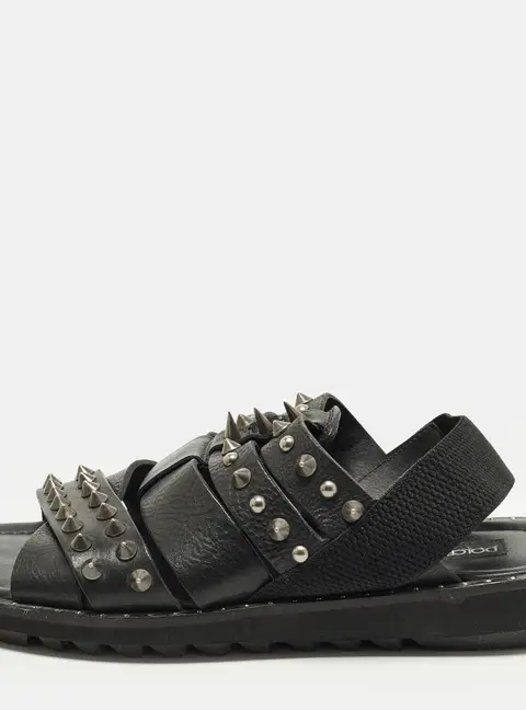 Dolce & Gabbana Size 42 Black Leather Cross Strap Spike Sandals
