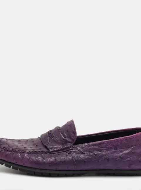 Dolce & Gabbana Size 41.5 Purple Ostrich Leather Slip On Loafers