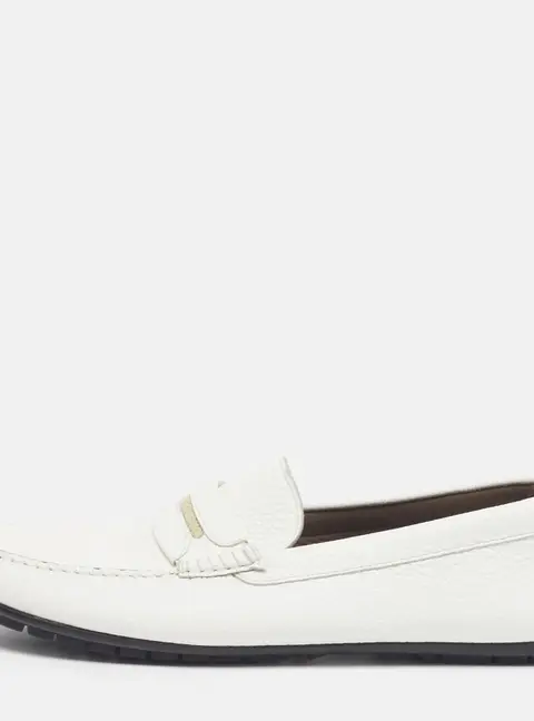Dolce & Gabbana Size 45 White Leather Slip On Loafers