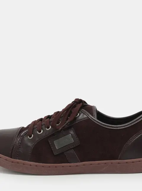 Dolce & Gabbana Portofino Size 38 Dark Burgundy Leather Low Top Sneakers