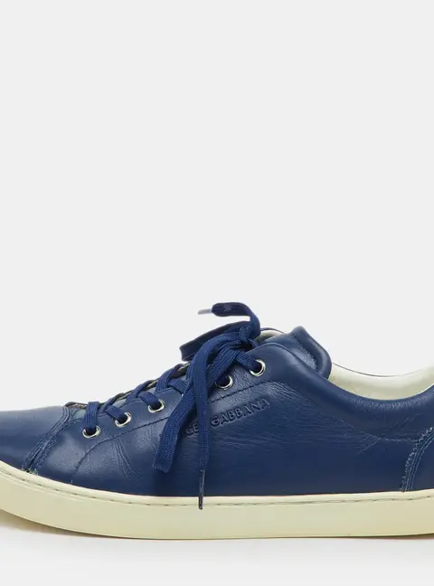 Dolce & Gabbana Blue Leather Low Top Sneakers Size 42