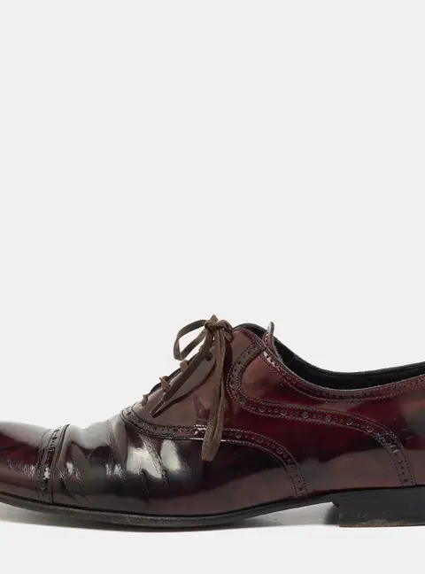 Dolce & Gabbana Burgundy Leather Brogue Lace Up Oxford Size 43