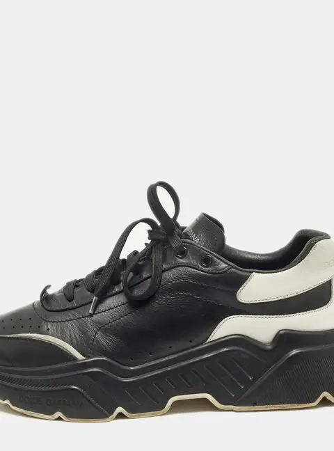 Dolce & Gabbana Daymaster Size 43 Black/White Leather Low Top Sneakers